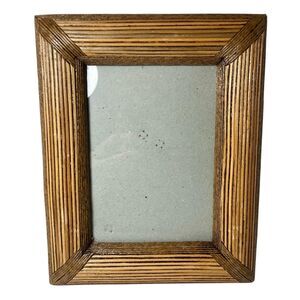 Vintage Rattan Bamboo Picture Photo Frame Light Wood 5X7 Asian Contemporary